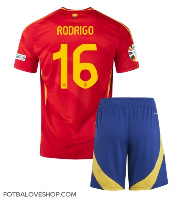 Španělsko Rodri Hernandez #16 Dětské Domácí Dres ME 2024 Krátký Rukáv (+ trenýrky)